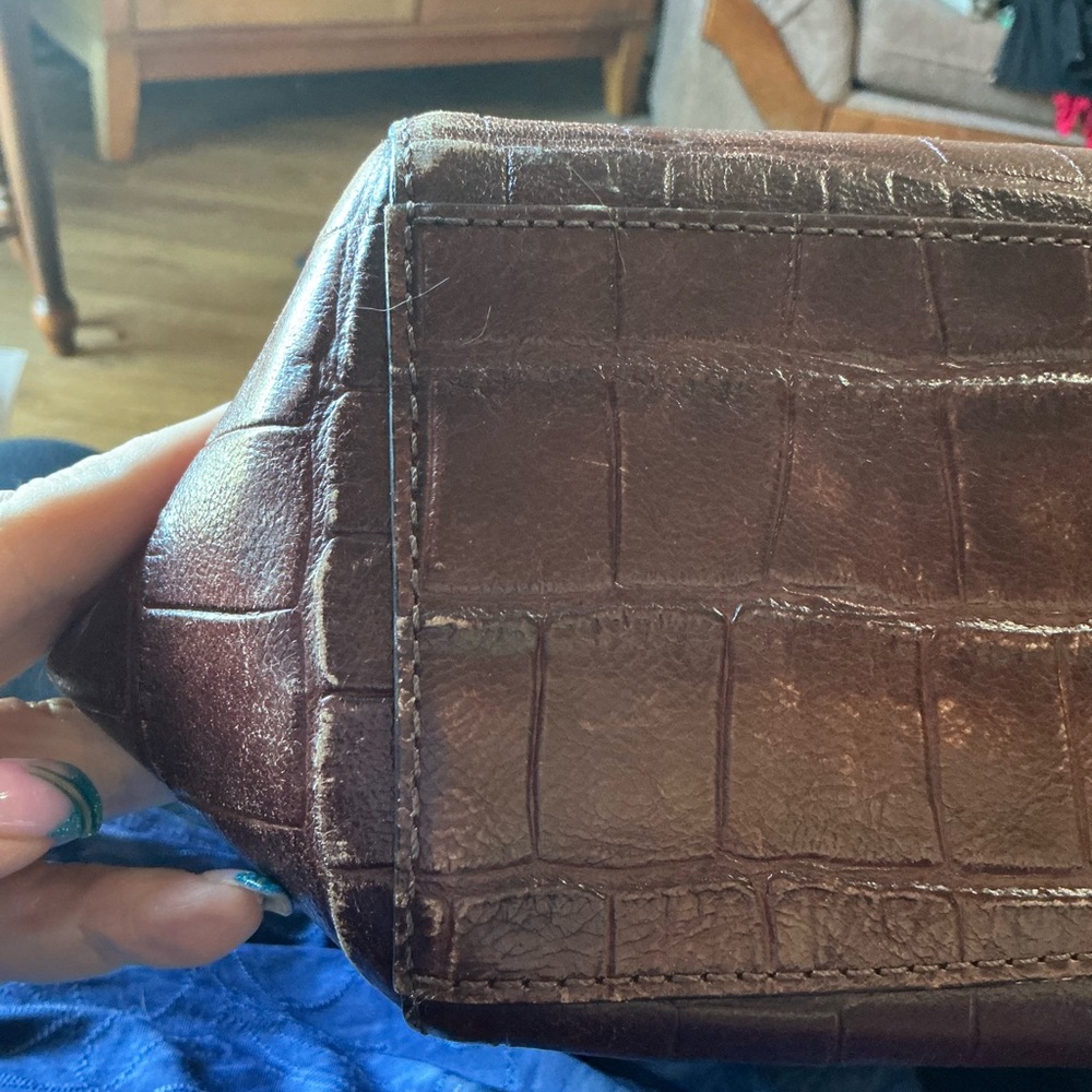 Fossil Dark Brown Croc-Embossed Tote - Picture 7 of 9